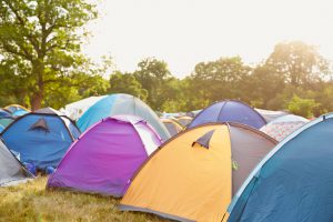 Tents at a music festival campsite
